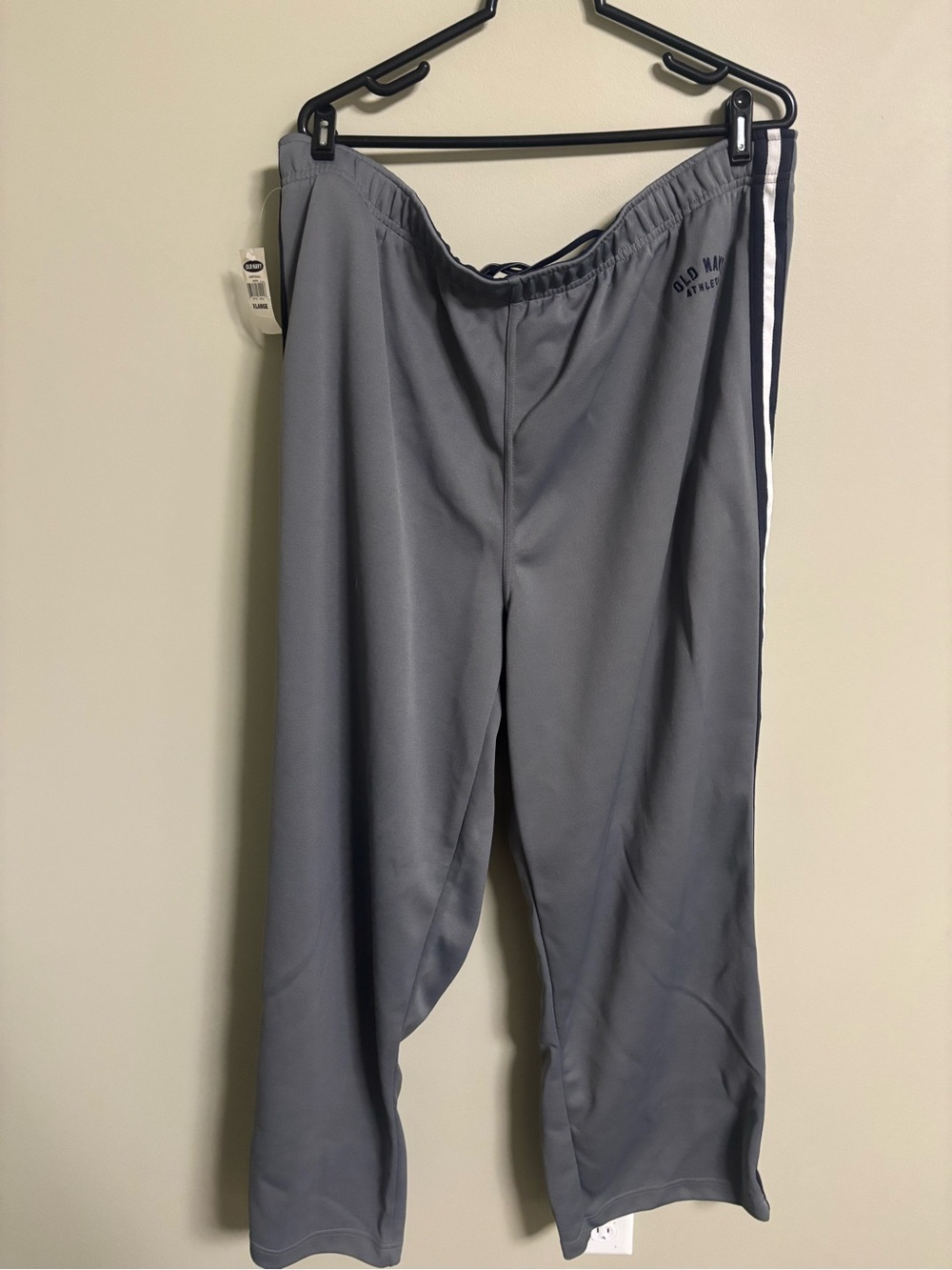 Old Navy XL Gray Athletic Track Pants Side Stripe Warm Up Sweats New Ankle Zip